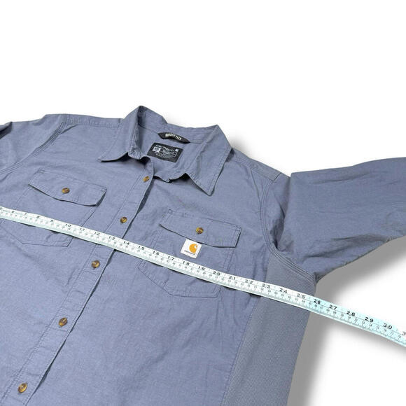 Carhartt Rugged Flex Button Up Shirt XXL Blue Long Sleeve Workwear Relaxed Fit - Picture 7 of 7